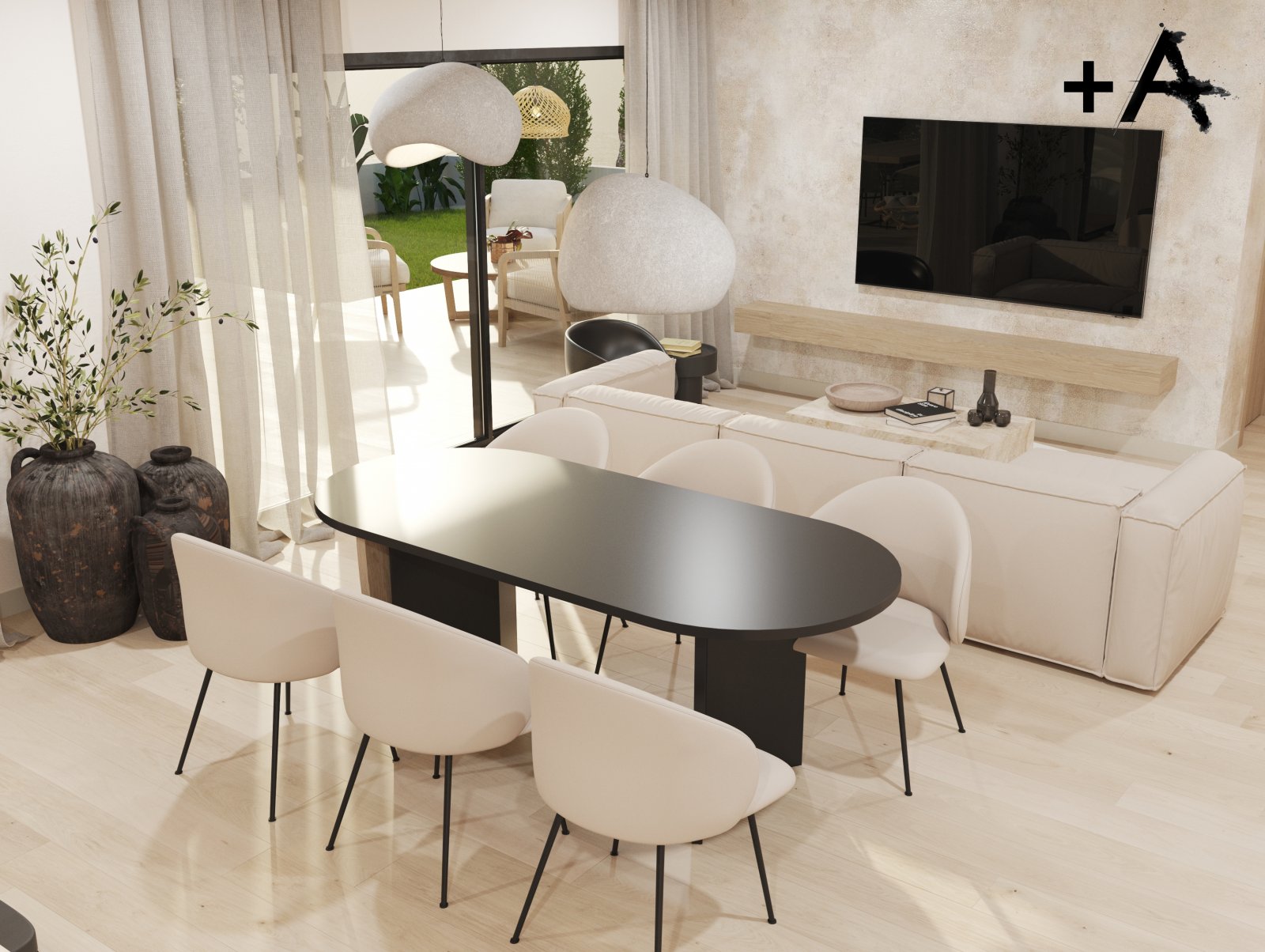  In der charmanten Stadt Polop gelegen, bietet diese exklusive Sammlung freistehender Häuser eine privilegierte Umgebung mit Meerblick. Mit nur drei v