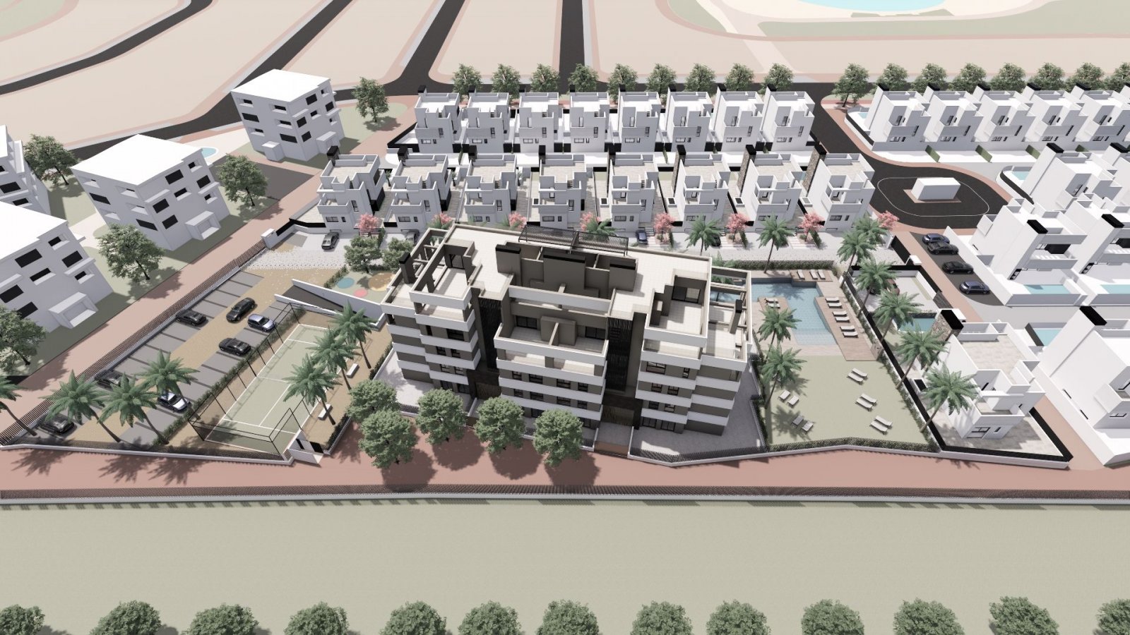  In der charmanten Ortschaft Torre-Pacheco gelegen, bietet diese Wohnanlage eine Vielzahl von Wohnmöglichkeiten, die sich an unterschiedliche Bedürfni