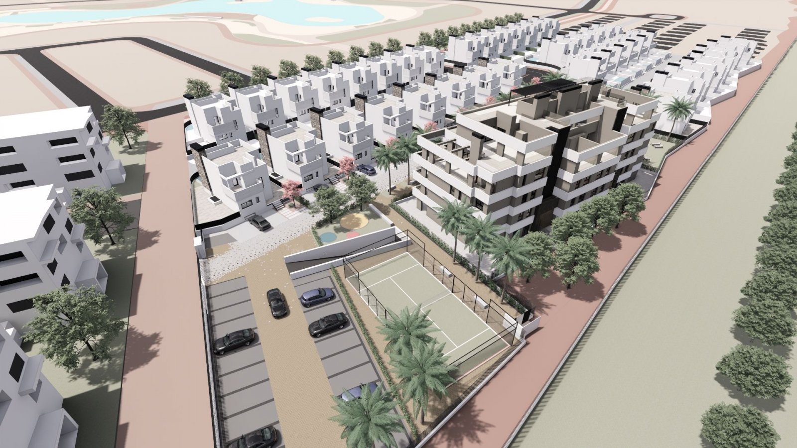  In der charmanten Ortschaft Torre-Pacheco gelegen, bietet diese Wohnanlage eine Vielzahl von Wohnmöglichkeiten, die sich an unterschiedliche Bedürfni