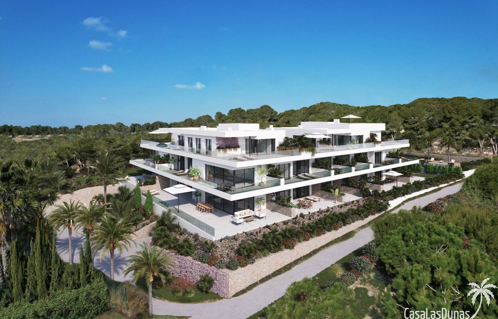 Wunderschönes modernes Bauprojekt in einem exklusiven Golfresort in Orihuela Costa. Die Wohnungen verfügen alle über einen großzügigen Balkon mit her