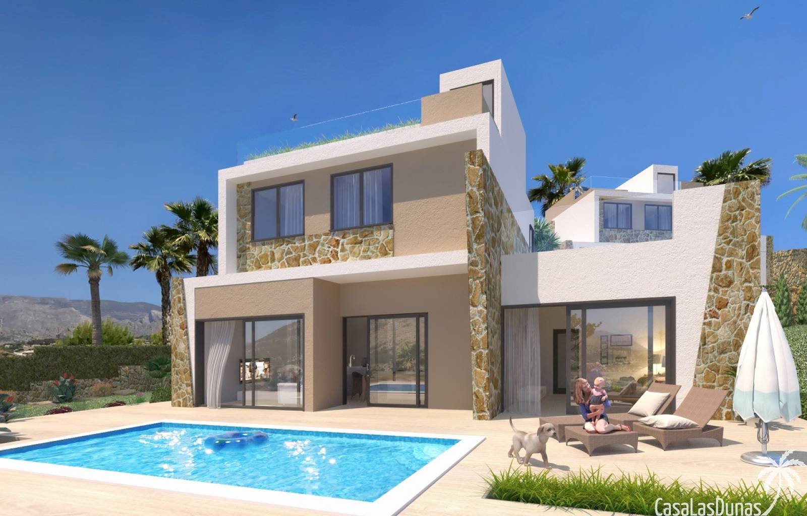 Finestrat:  Wunderschönes modernes Bauprojekt bestehend aus 4 Villen in Finestrat und nur wenige Kilometer vom Zentrum von Benidorm entfernt. Diese Luxusvillen b 