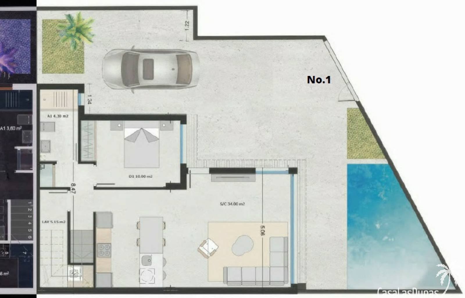  Diese Doppelhaushälften liegen nur 10 Gehminuten vom Strand Mar Menor entfernt. Das Haus ist innen sehr geräumig und verfügt über große Terrassen. Es