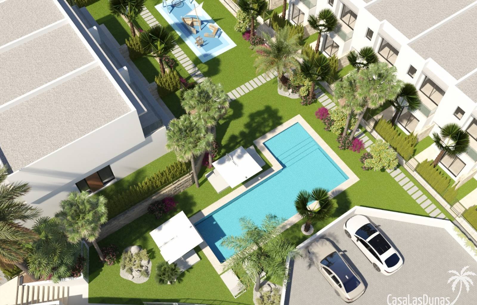  In der lebhaften Gegend von Finestrat, in der Nähe von Benidorm, befindet sich dieser brandneue Komplex. Die großzügigen Reihenhäuser verfügen über 3