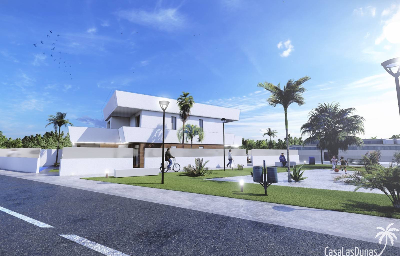  Diese Doppelhaushälften liegen nur 10 Gehminuten vom Strand Mar Menor entfernt. Das Haus ist innen sehr geräumig und verfügt über große Terrassen. Es