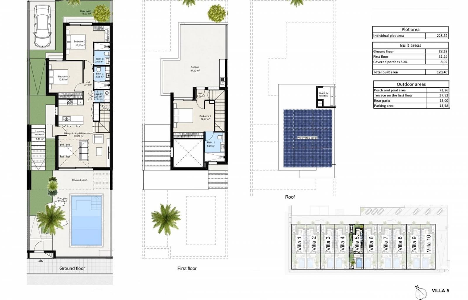  
In diesem kleinen Fischerdorf am Mar Menor entstehen diese modernen und luxuriösen Villen. Diese modernen Villen mit 3 Schlafzimmern und 3 Badezimme