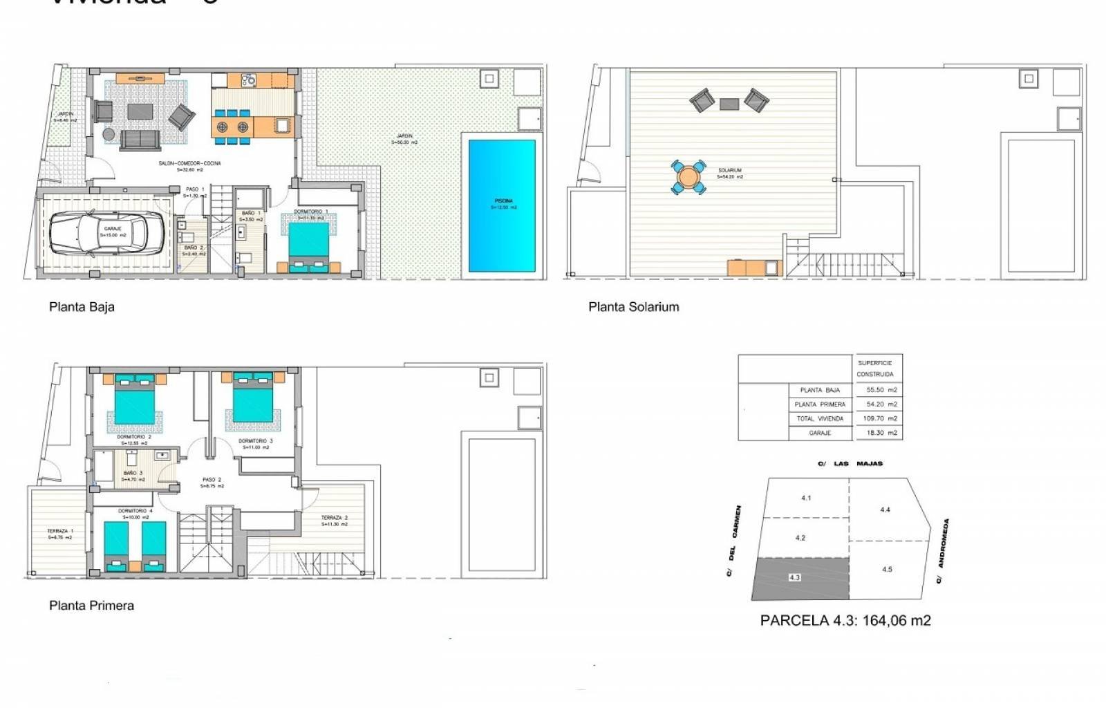  In diesem kleinen Dorf in der Nähe des Mar Menor finden Sie dieses kleine Projekt mit nur 5 Villen. Diese Villen mit 3/4 Schlafzimmern und 3 Bädern v