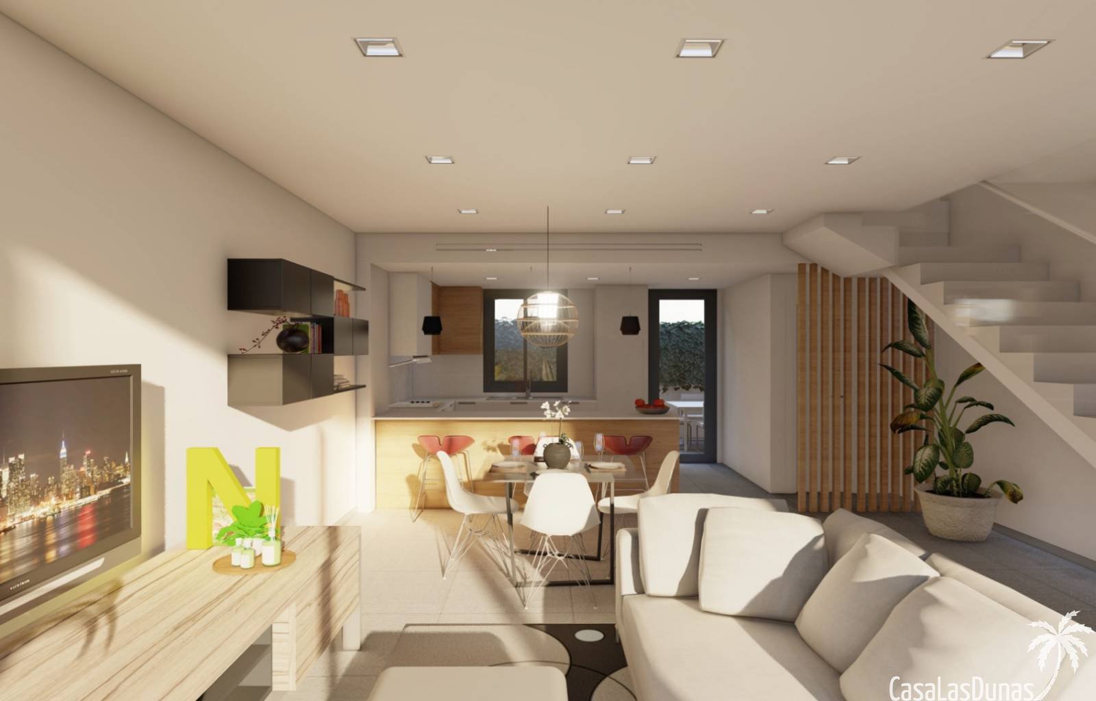 Am Fuße der Sierra de Callosa finden wir diese 44 modernen Doppelhaushälften. Alle Häuser nutzen einen gemeinschaftlichen Swimmingpool und Spielplatz