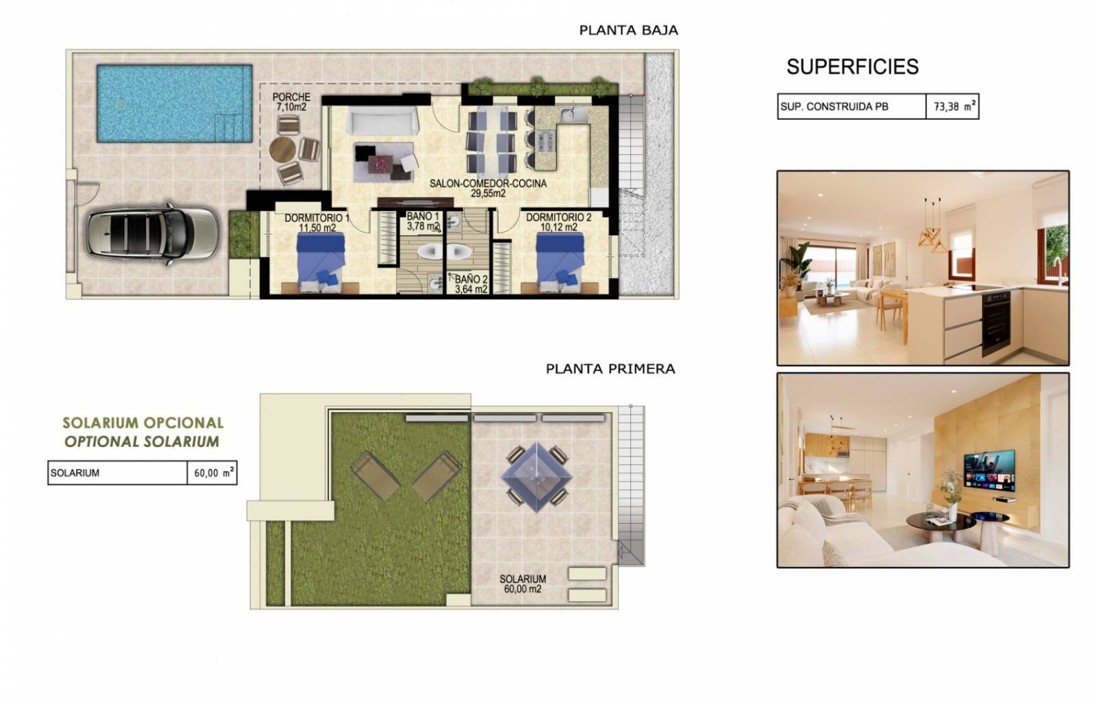  Im Vistabella Golf Resort wird derzeit an folgenden Neubauprojekten gearbeitet: einstöckige Reihenhäuser mit 2 Schlafzimmern (CLD-2916NB) und private