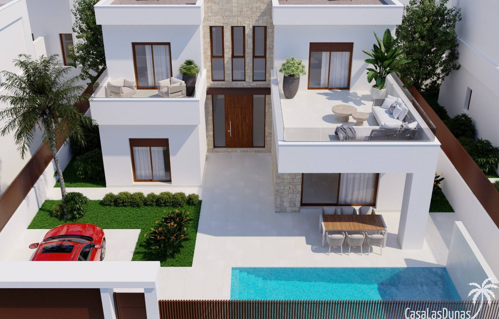  Im Vistabella Golf Resort wird derzeit am nächsten Neubau gearbeitet, der aus einstöckigen Reihenhäusern mit 2 Schlafzimmern (CLD-2916NB), zweistöcki