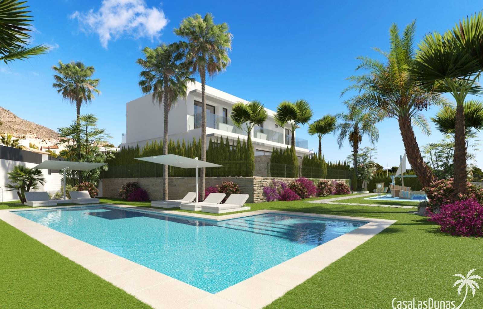 Finestrat:  In der lebhaften Gegend von Finestrat, in der Nähe von Benidorm, befindet sich dieser brandneue Komplex. Die großzügigen Reihenhäuser verfügen über 3 