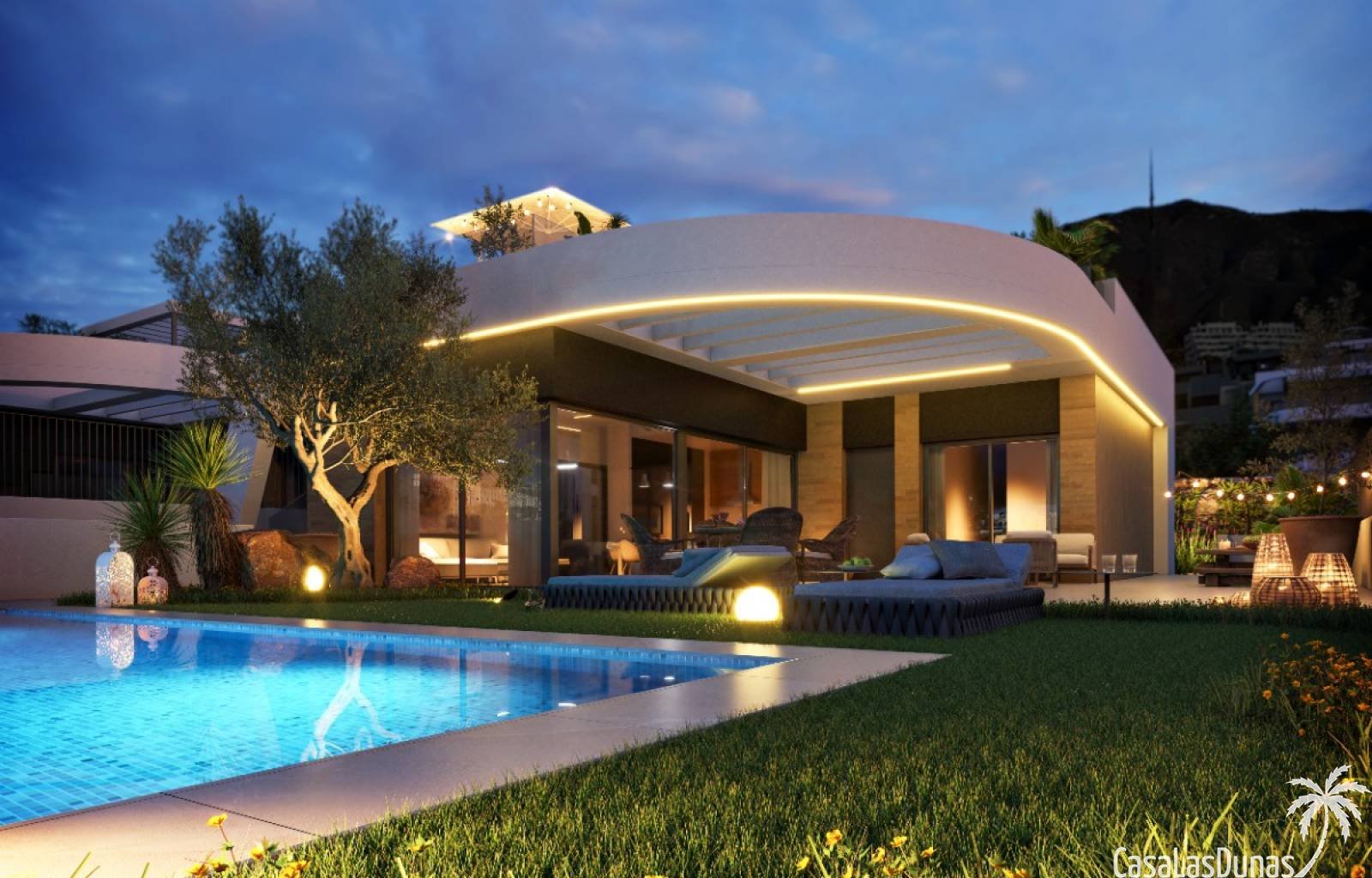  In der lebhaften Gegend von Finestrat, in der Nähe von Benidorm, befindet sich derzeit dieser fantastische Komplex im Bau. Neben Wohnungen sind auch 