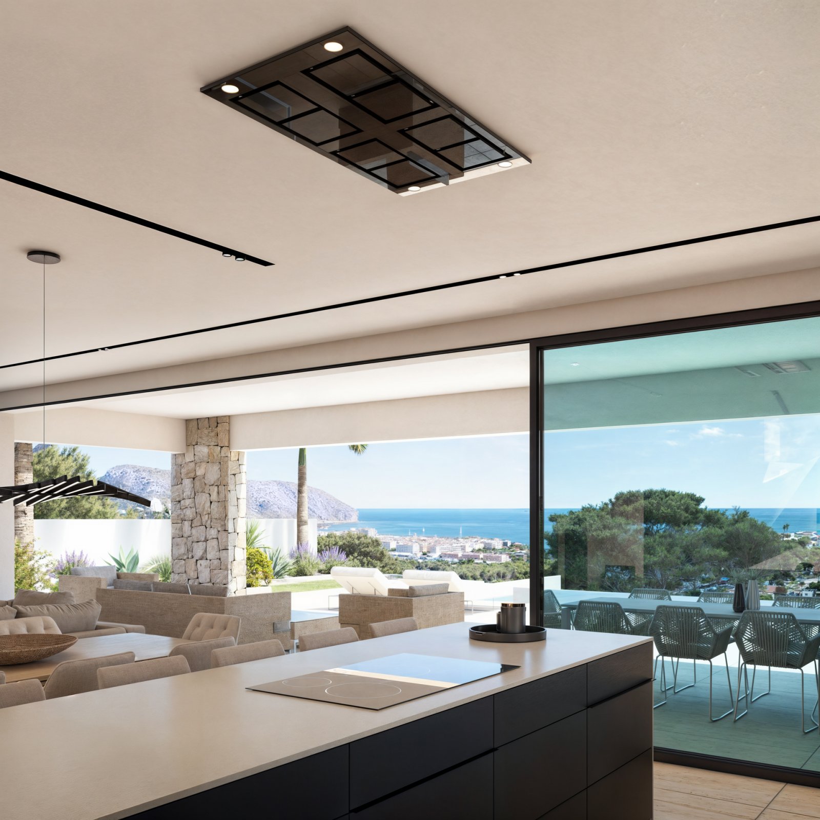  Diese exklusive Villa befindet sich in der charmanten Stadt Teulada und bietet eine privilegierte Umgebung mit Meerblick. Entworfen für diejenigen, d