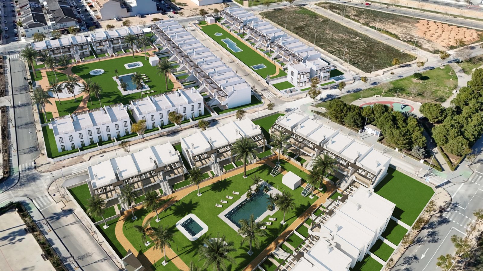  In der charmanten Gemeinde Pilar de la Horadada gelegen, bietet dieser Wohnkomplex eine Auswahl von 28 Bungalows, unterteilt in zwei Typologien: High