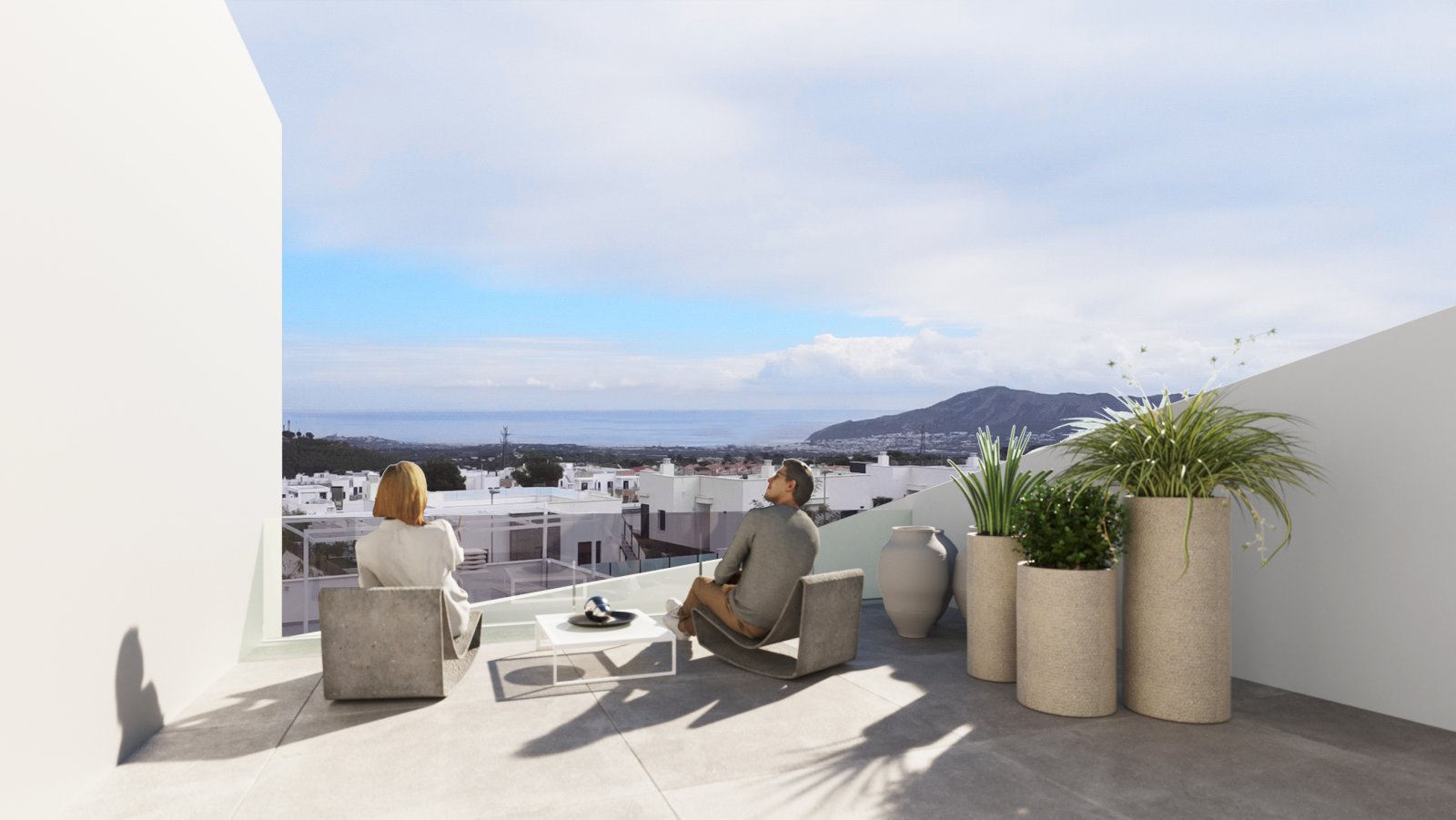  In der charmanten Stadt Polop gelegen, bietet diese exklusive Sammlung freistehender Häuser eine privilegierte Umgebung mit Meerblick. Mit nur drei v