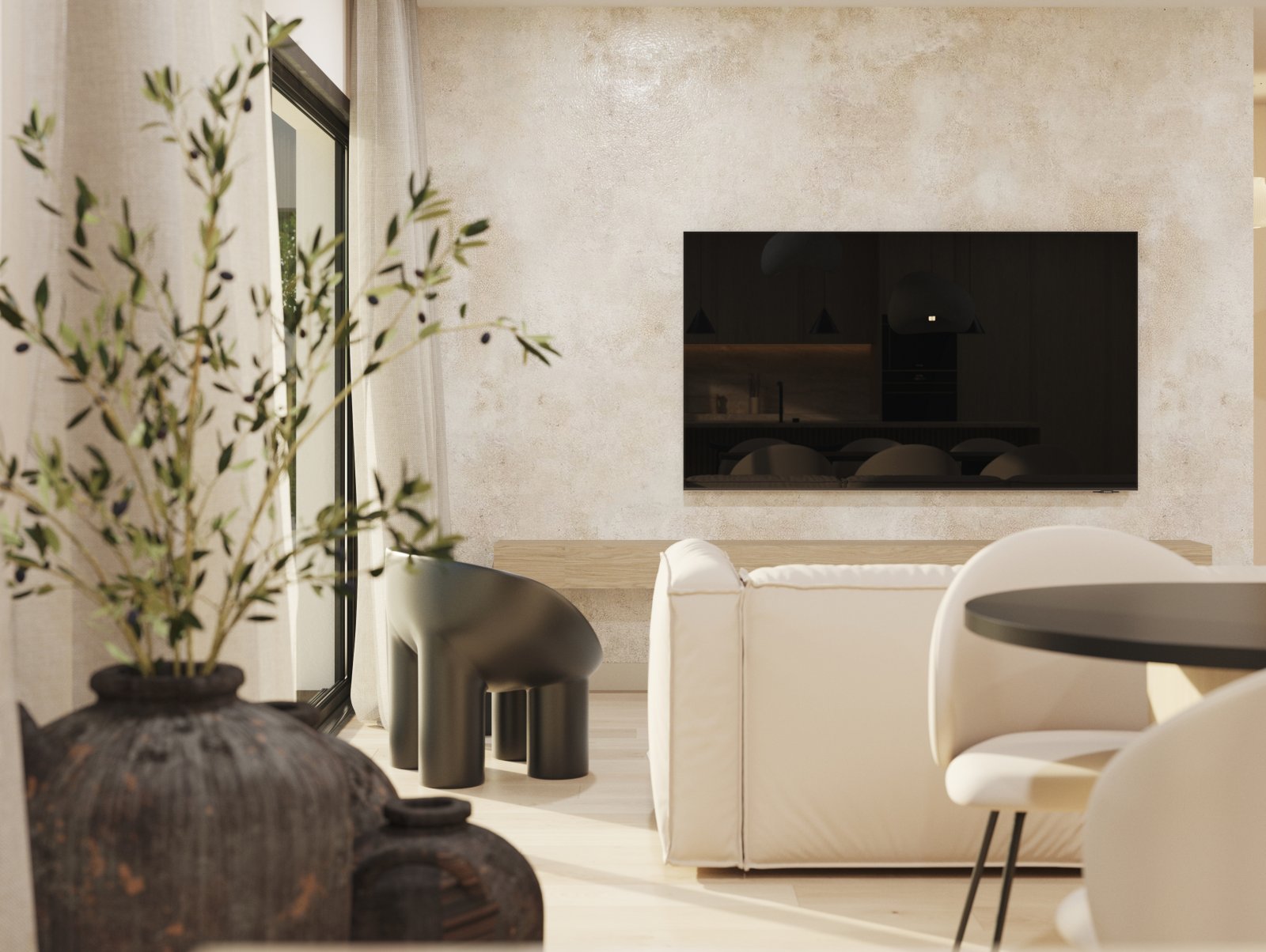  In der charmanten Stadt Polop gelegen, bietet diese exklusive Sammlung freistehender Häuser eine privilegierte Umgebung mit Meerblick. Mit nur drei v