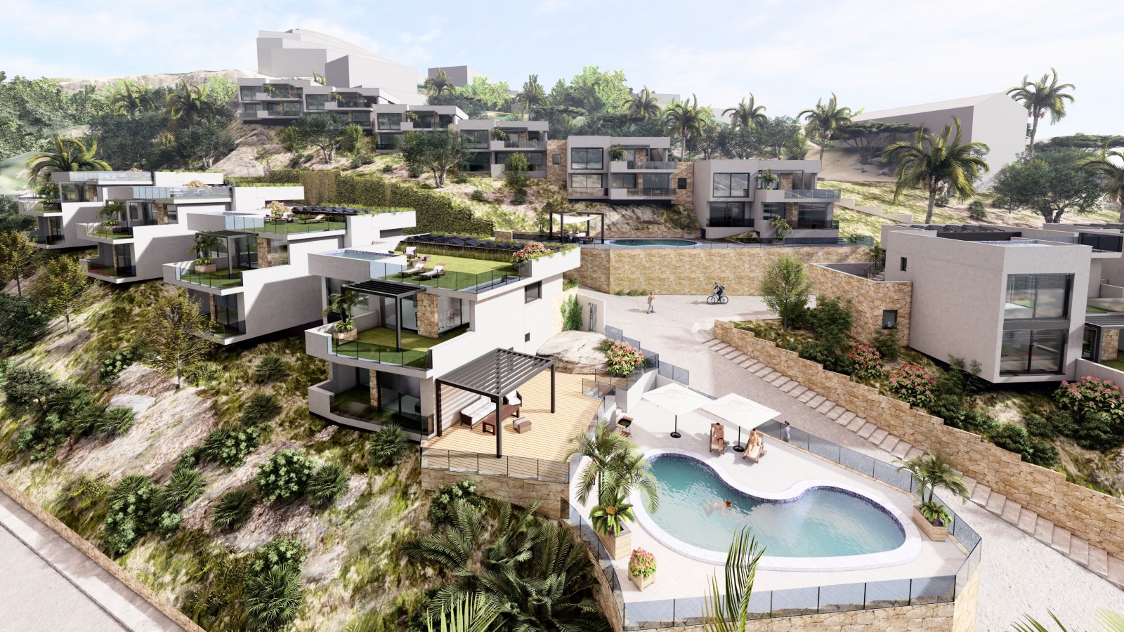  In der exklusiven Gegend von Altea gelegen, bietet diese Sammlung von 13 Immobilien eine Umgebung von Luxus und Komfort. Die freistehenden Villen zei