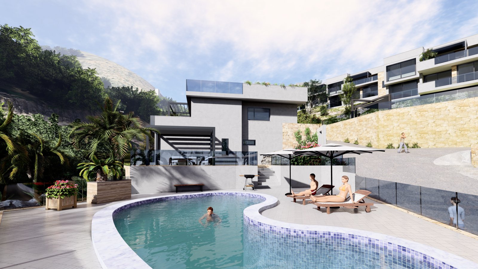  In der exklusiven Gegend von Altea gelegen, bietet diese Sammlung von 13 Immobilien eine Umgebung von Luxus und Komfort. Die freistehenden Villen zei