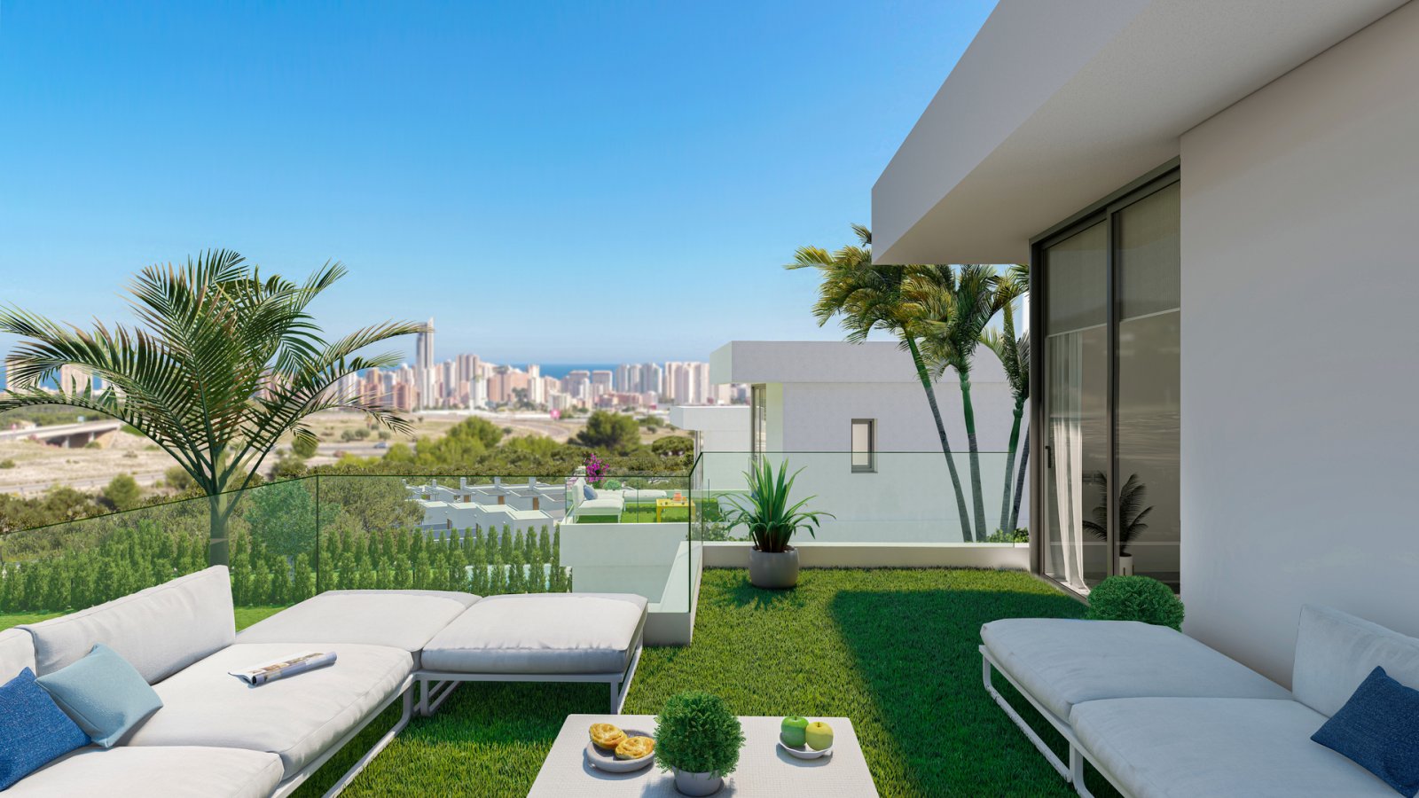  In der charmanten Ortschaft Finestrat gelegen, bietet diese exklusive Sammlung von fünf freistehenden Häusern eine idyllische Umgebung mit Meerblick.