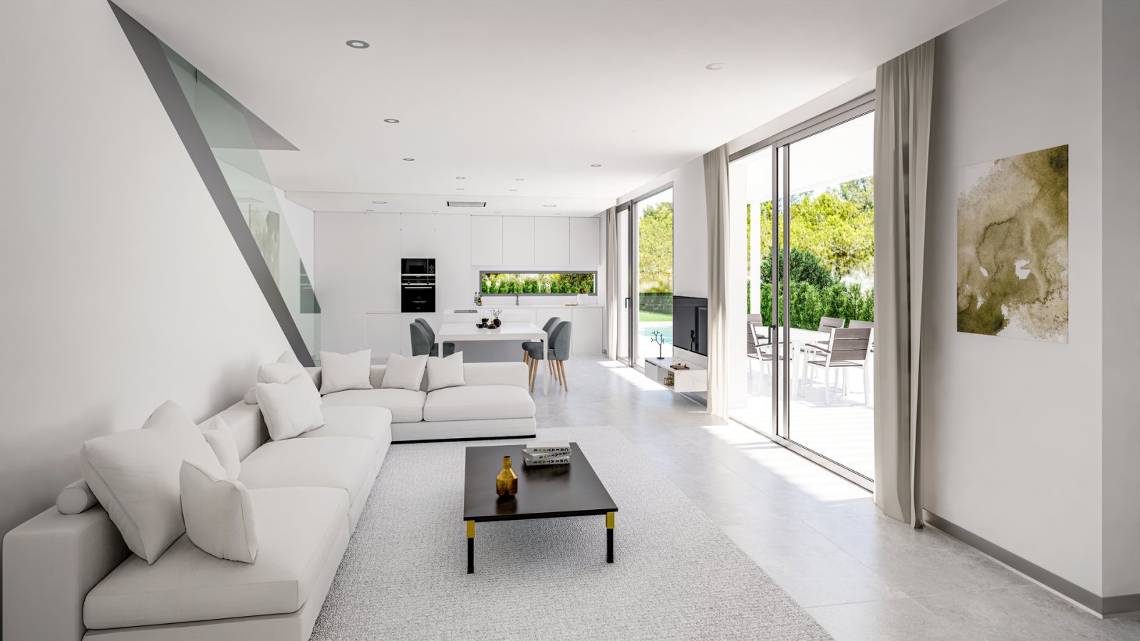  In der charmanten Ortschaft Finestrat gelegen, bietet diese exklusive Sammlung von fünf freistehenden Häusern eine idyllische Umgebung mit Meerblick.