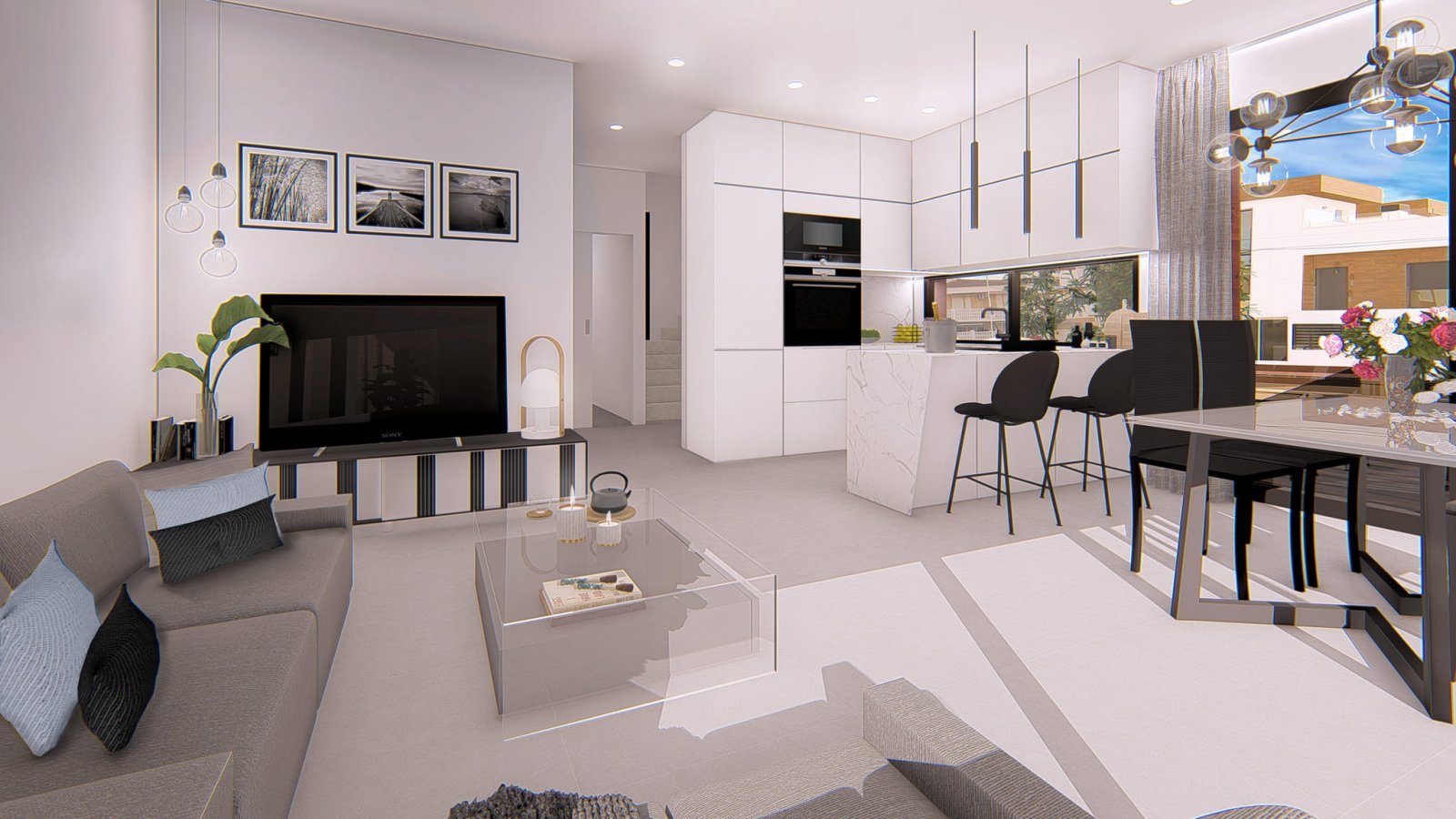  In der charmanten Ortschaft La Mata gelegen, bietet diese exklusive Sammlung von Reihenhäusern eine privilegierte Umgebung mit Meerblick. Mit nur dre