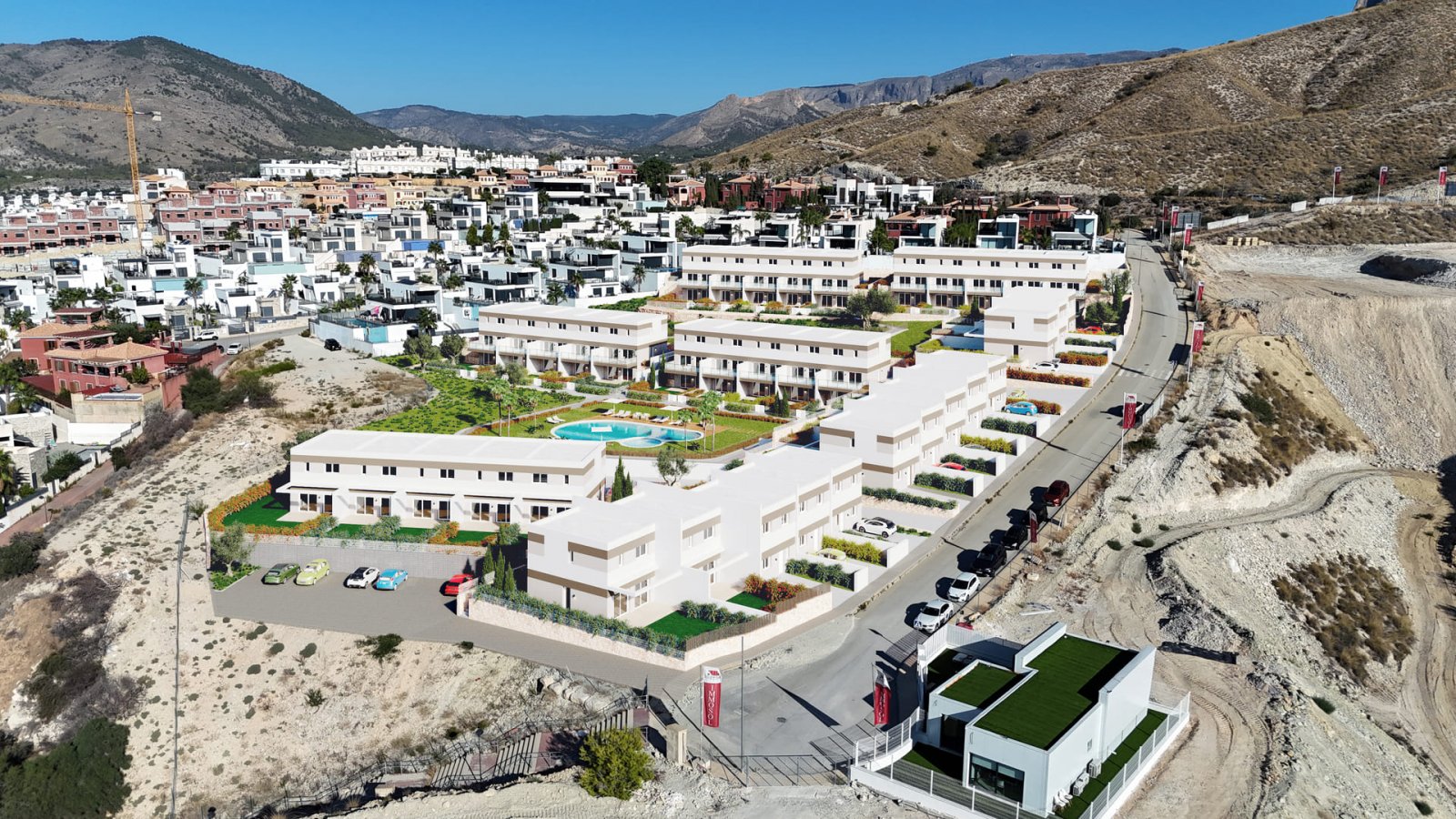  In der charmanten Stadt Finestrat gelegen, bietet dieses Reihenhaus ein einzigartiges Wohnerlebnis mit Meerblick. Die Immobilie befindet sich nur 5 k