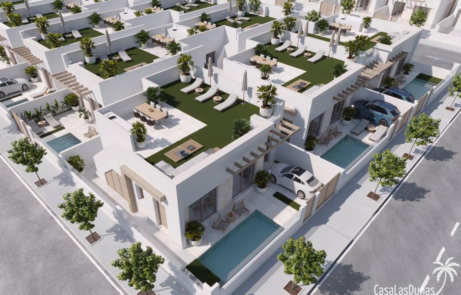 In der authentischen spanischen Stadt Roldán entsteht ein wunderschönes Projekt mit 11 Villen. Roldán liegt an der Costa Cálida, Murcia. Die Villen v