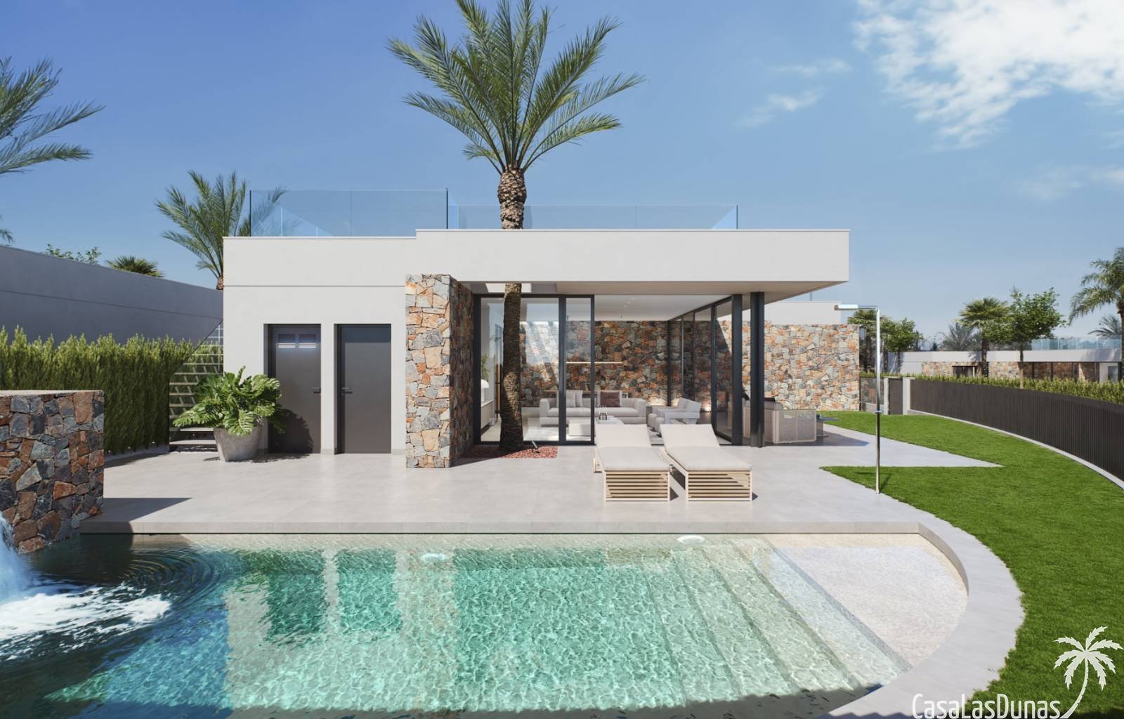  Luxusvillen in ausgezeichneter Lage an der Costa Calida. Die Häuser verfügen über 3 Schlafzimmer und nicht weniger als 4 Badezimmer sowie ein Gäste-W