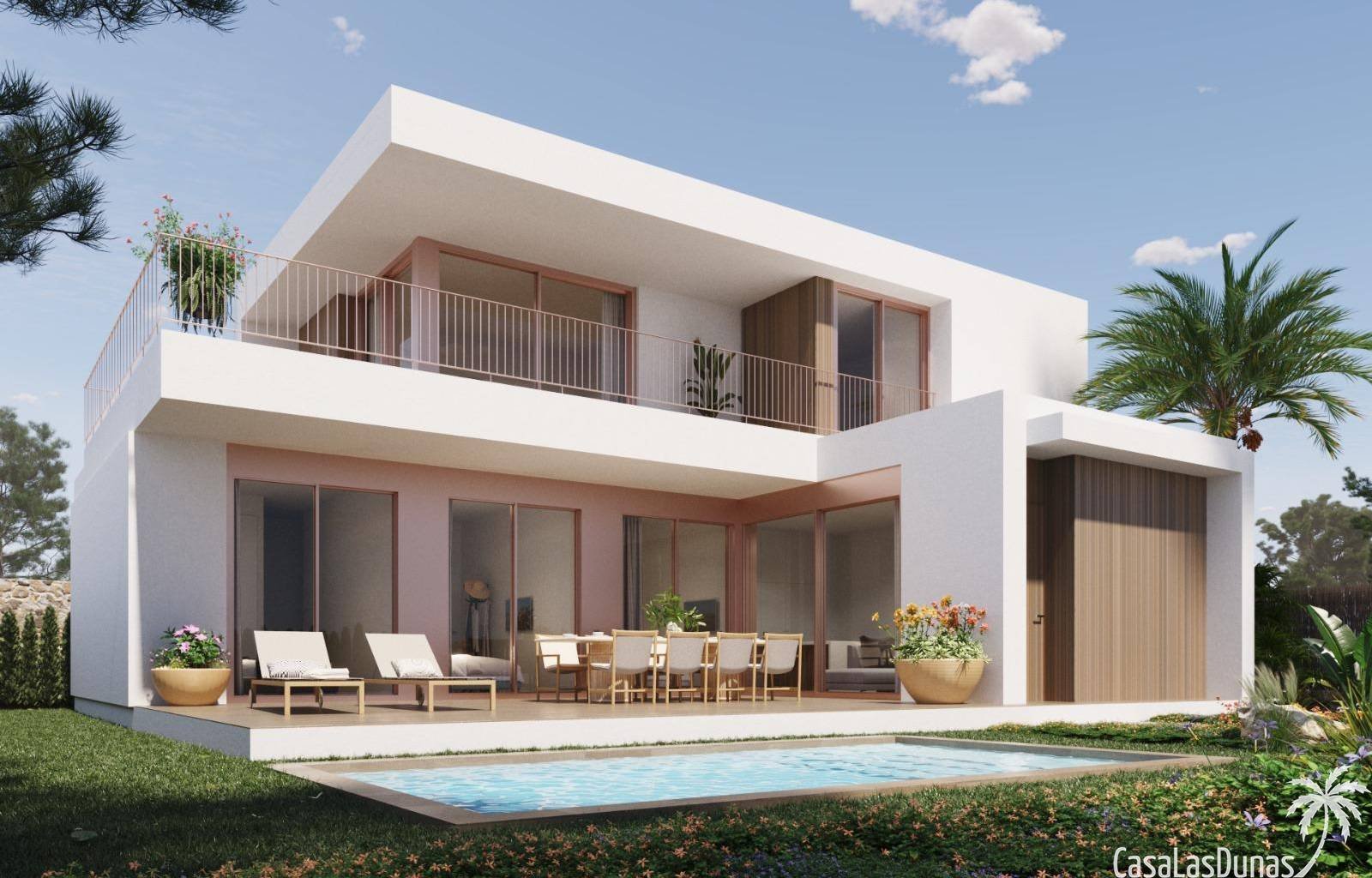 Orihuela Costa:  Diese elegante, freistehende Villa vereint moderne Architektur, Komfort und Funktionalität. Das sorgfältig gestaltete zweistöckige Haus bietet einen  