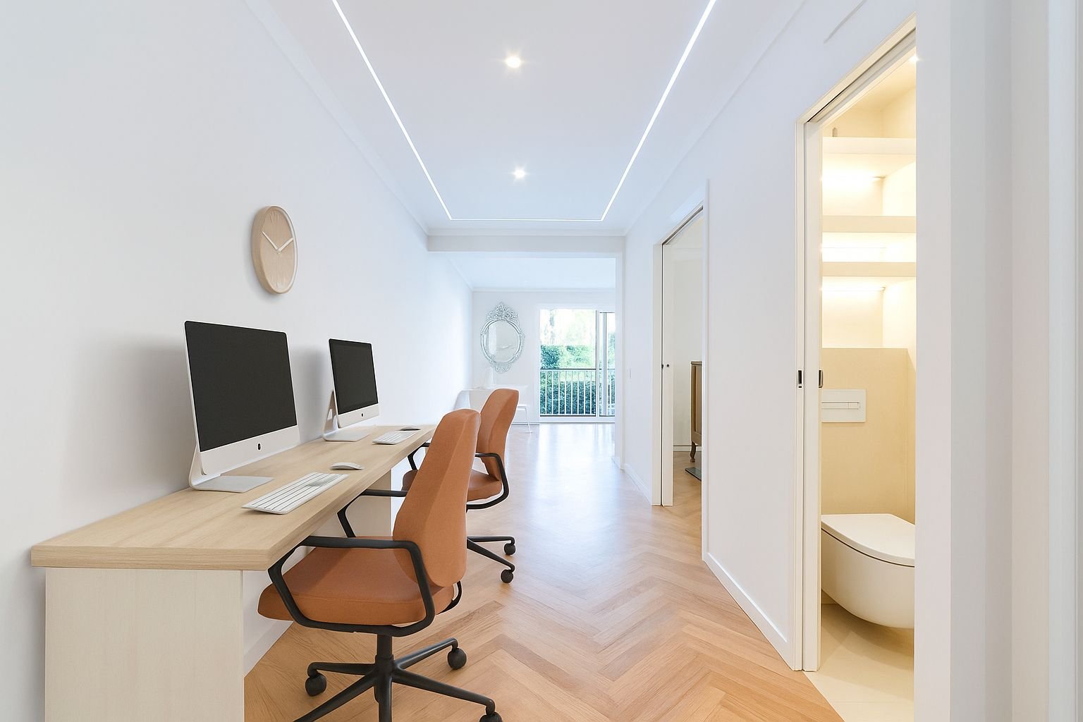 Diese Eckwohnung ist lichtdurchflutet und mit Eichenparkett, Fußbodenheizung sowie hochwertigen Schall- und Wärmeisolierungen ausgestattet. Große dopp