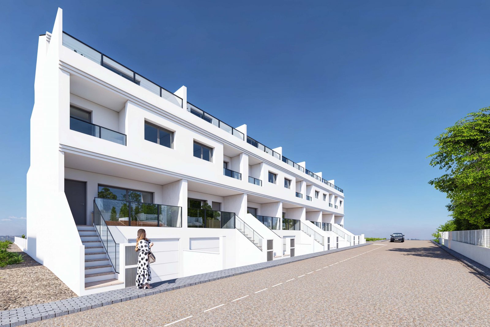 In der charmanten Ortschaft Rafal gelegen, bietet dieser Wohnkomplex eine exklusive Auswahl von 9 Reihenhäusern. Diese Immobilien sind so konzipiert,