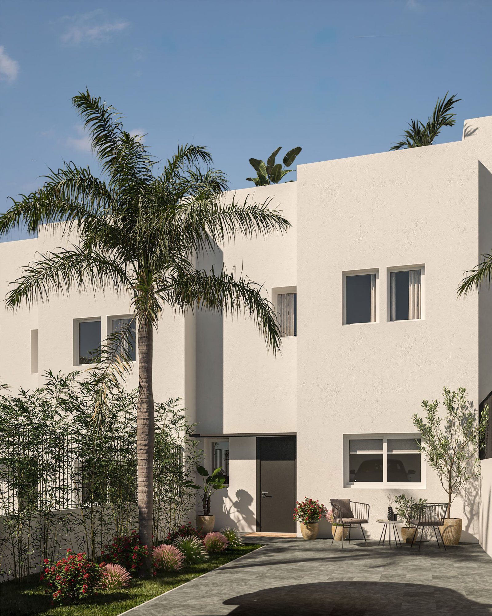 In Monforte del Cid gelegen, bietet diese exklusive Gemeinschaft von 29 Reihenhäusern eine einzigartige Wohnumgebung. Die Nähe zum Golfplatz, nur 280