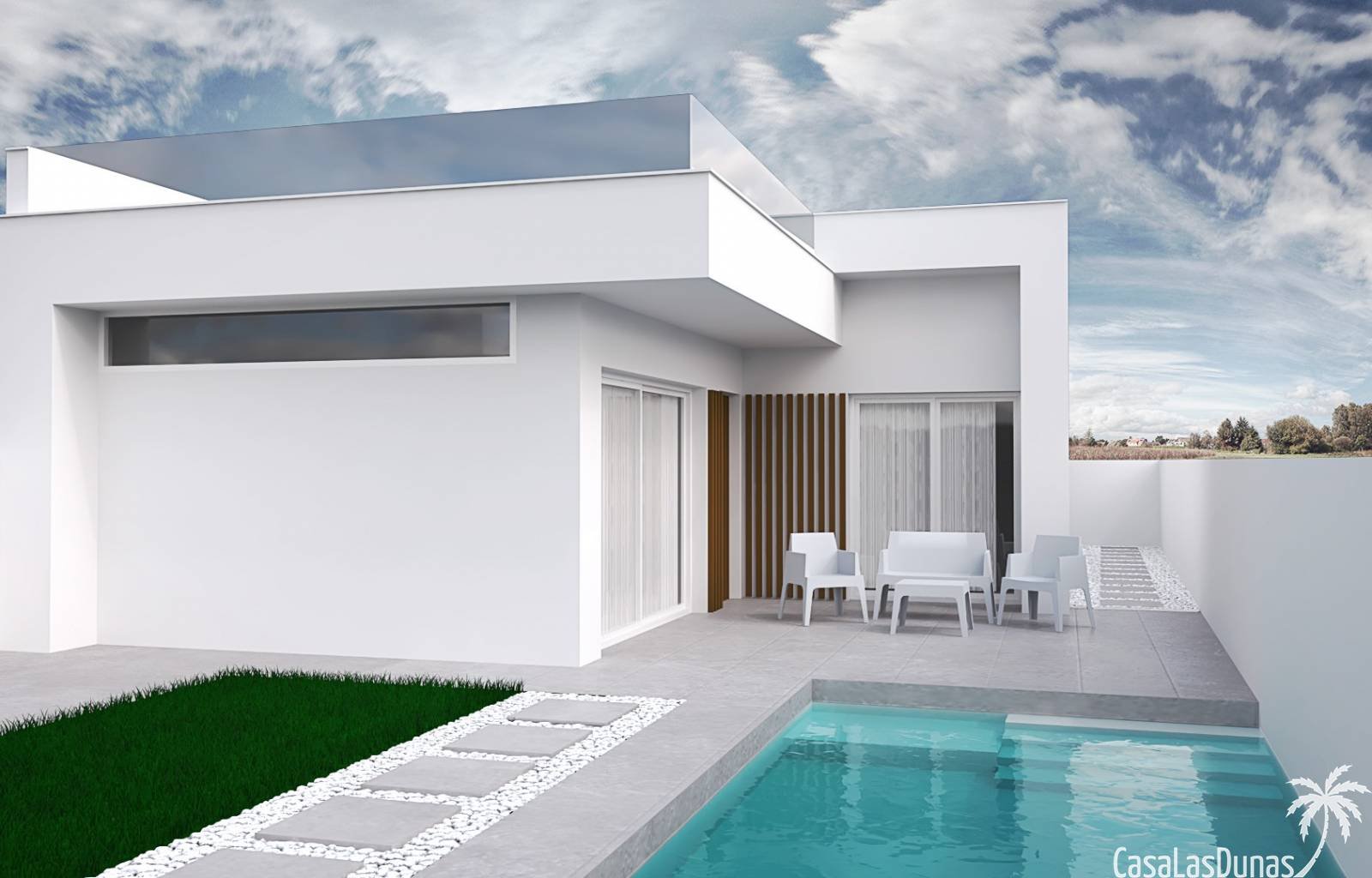  Diese wunderschöne Villa ist Teil einer Anlage mit 11 Häusern, nur wenige Minuten vom Zentrum von San Javier und Santiago de la Ribera entfernt. Es w