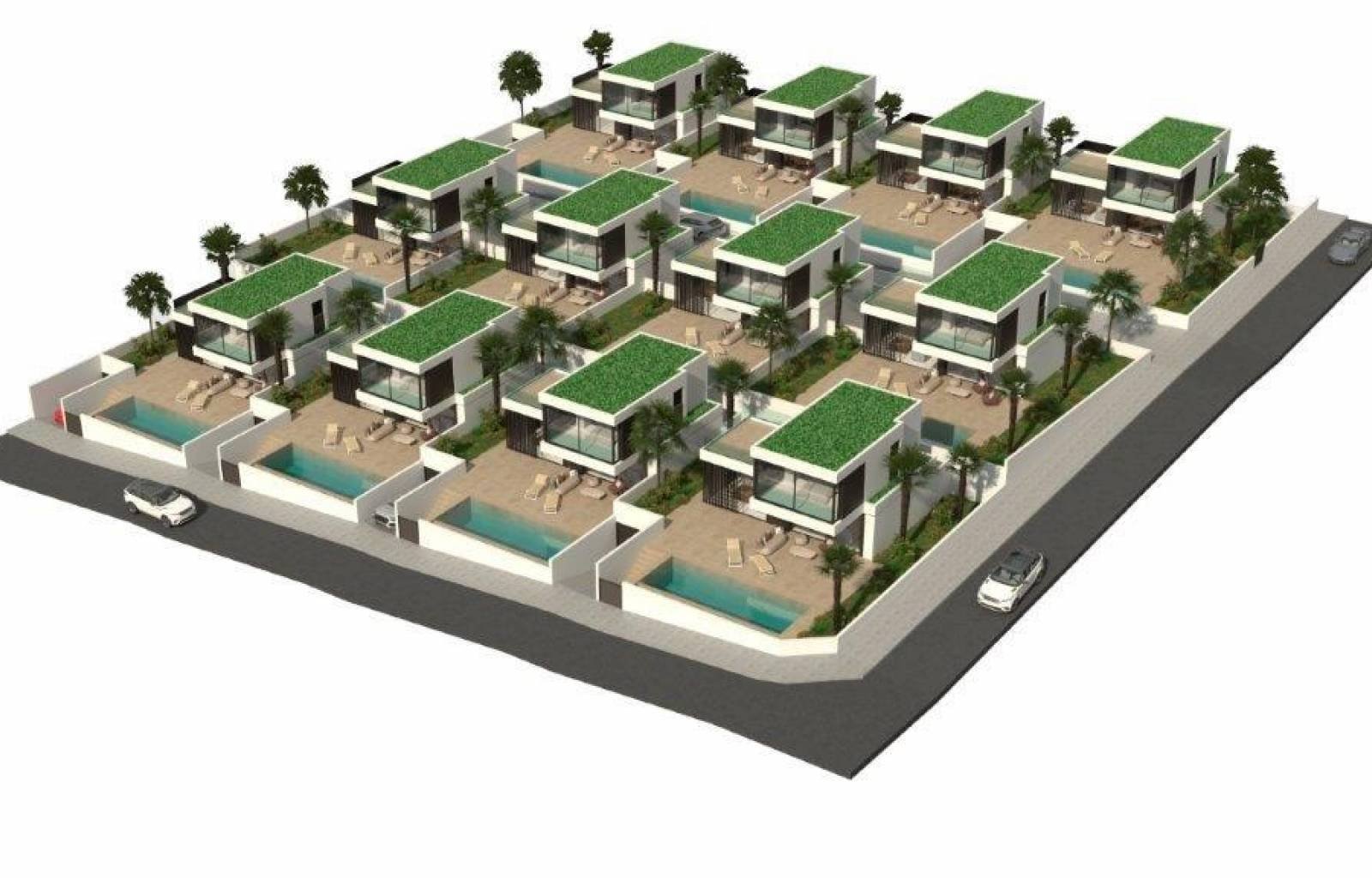  Diese schönen großen Villen werden in einer guten Gegend mit vielen traditionellen spanischen Villen und guten internationalen Einrichtungen gebaut. 