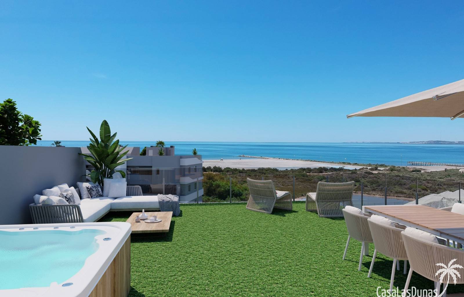 Nur einen Steinwurf von der wunderschönen Playa Elisa in Santa Pola entfernt, am Rande des Dorfes mit Blick nach Süden, finden wir diesen neuen Kompl