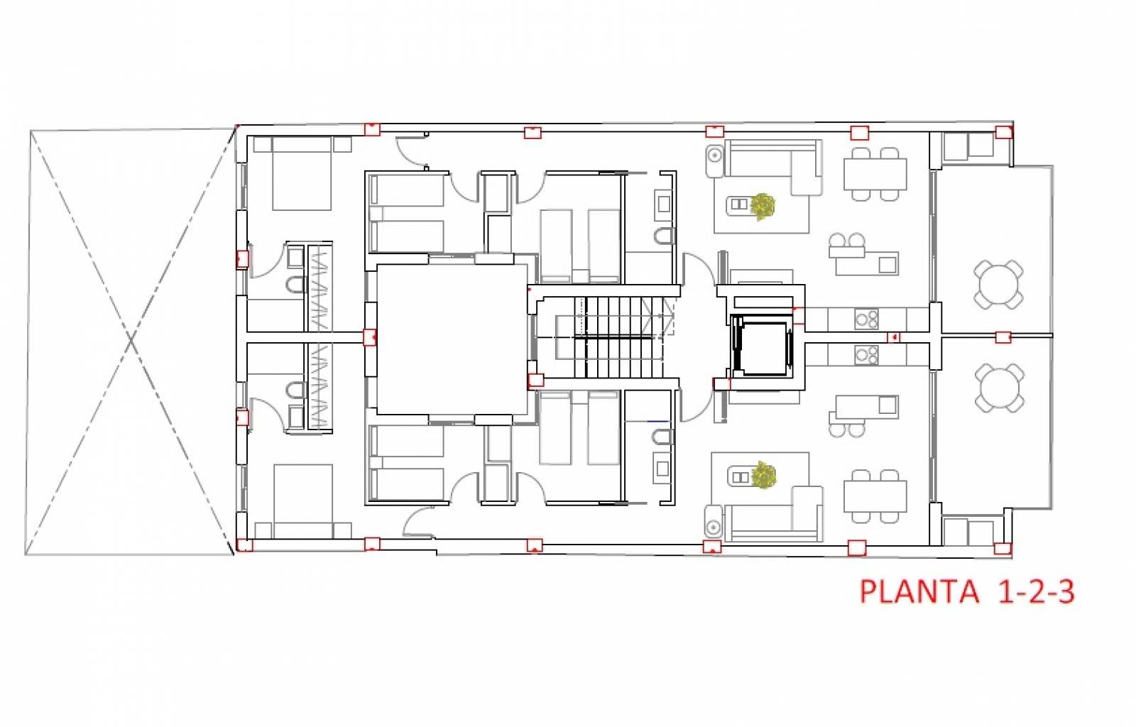 Diese wunderschönen neuen Apartments liegen direkt im Zentrum von Guardamar, nur 600 Meter vom Sandstrand entfernt. Sie sind geräumig, mit 3 Schlafzi