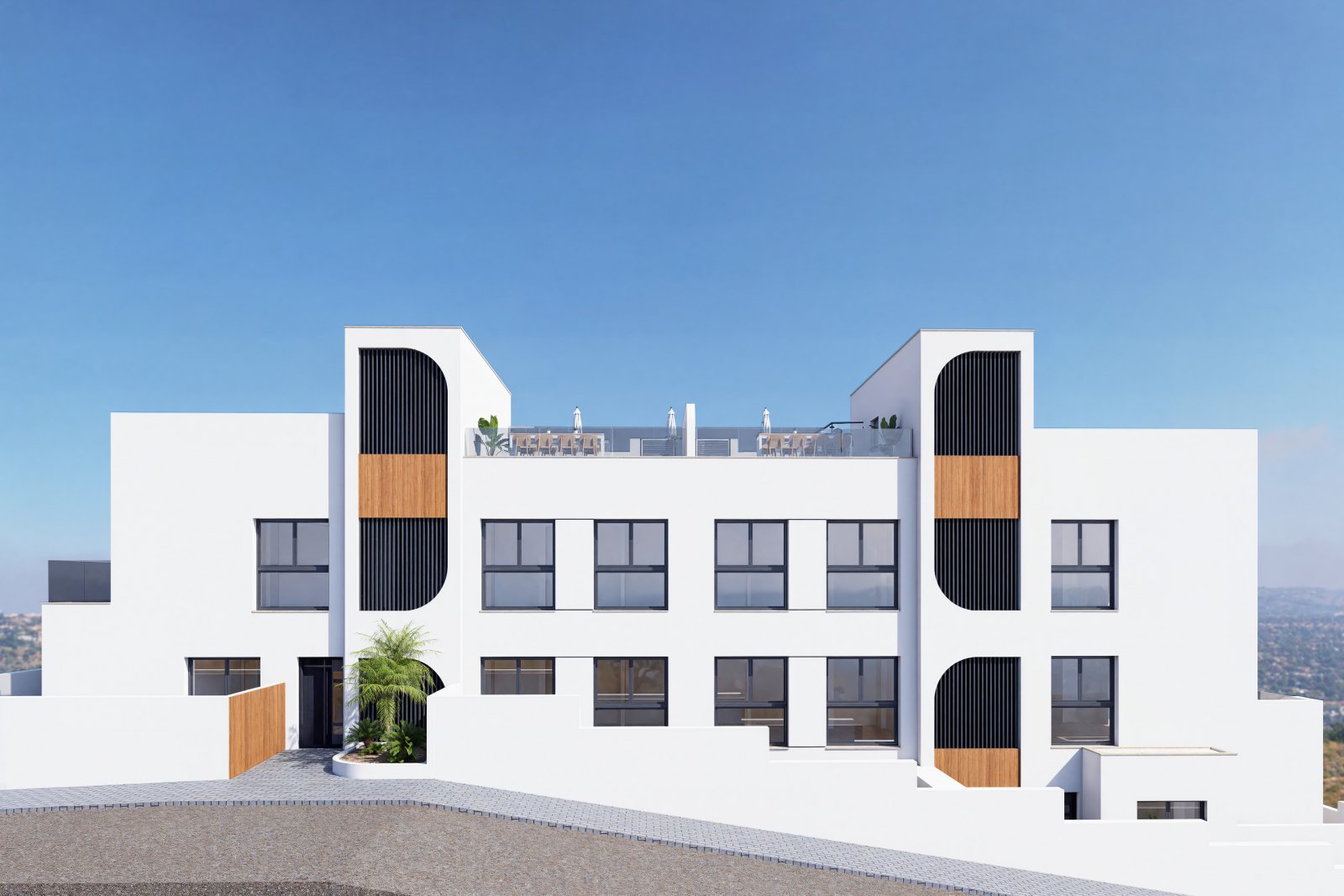 In der charmanten Stadt Benijófar gelegen, bietet diese Wohnanlage eine exklusive Auswahl von neun Immobilien, darunter Apartments, Erdgeschosswohnun