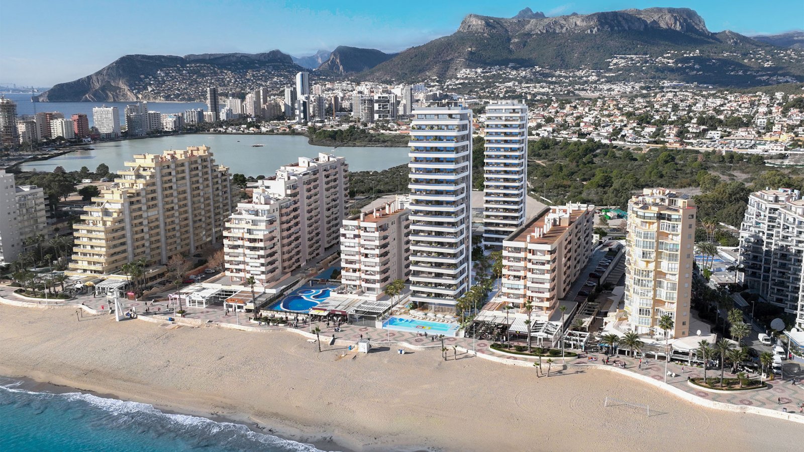 Calpe:  In der schönen Stadt Calpe gelegen, bietet diese exklusive Wohnanlage ein einzigartiges Wohnerlebnis in erster Strandlinie. Mit insgesamt 52 Einheite 