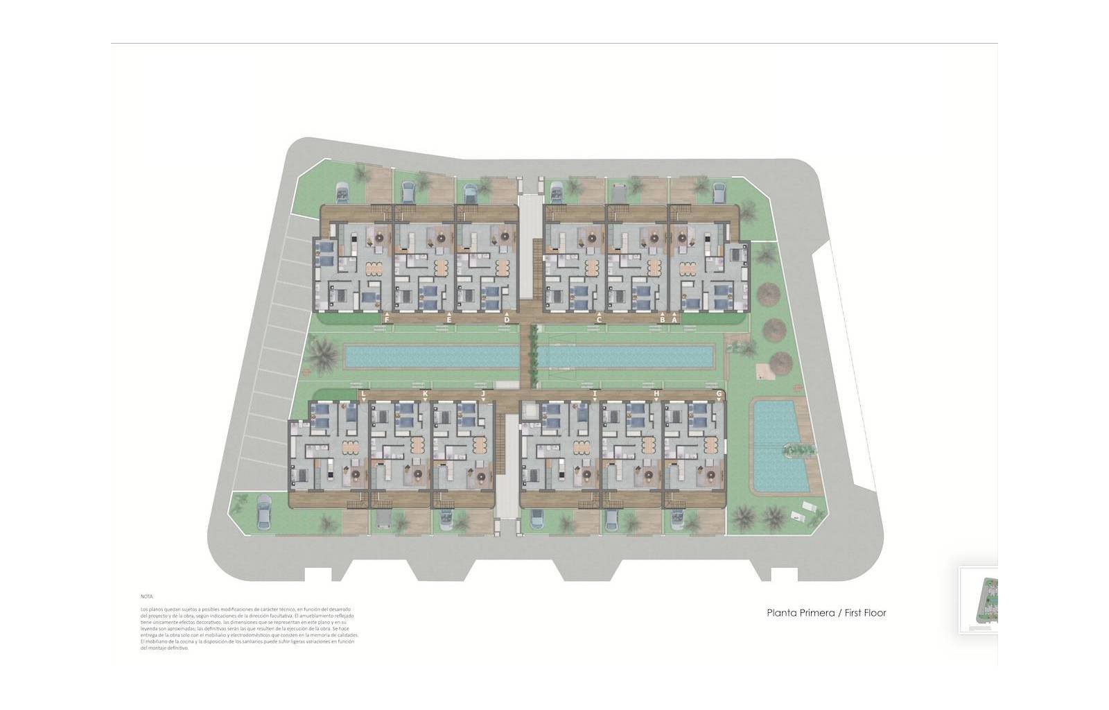 30 prächtige Bungalows bilden diesen seltenen und einzigartigen Wohnkomplex, der mit dem Ziel geschaffen wurde, mit Freunden eine privilegierte Umgeb