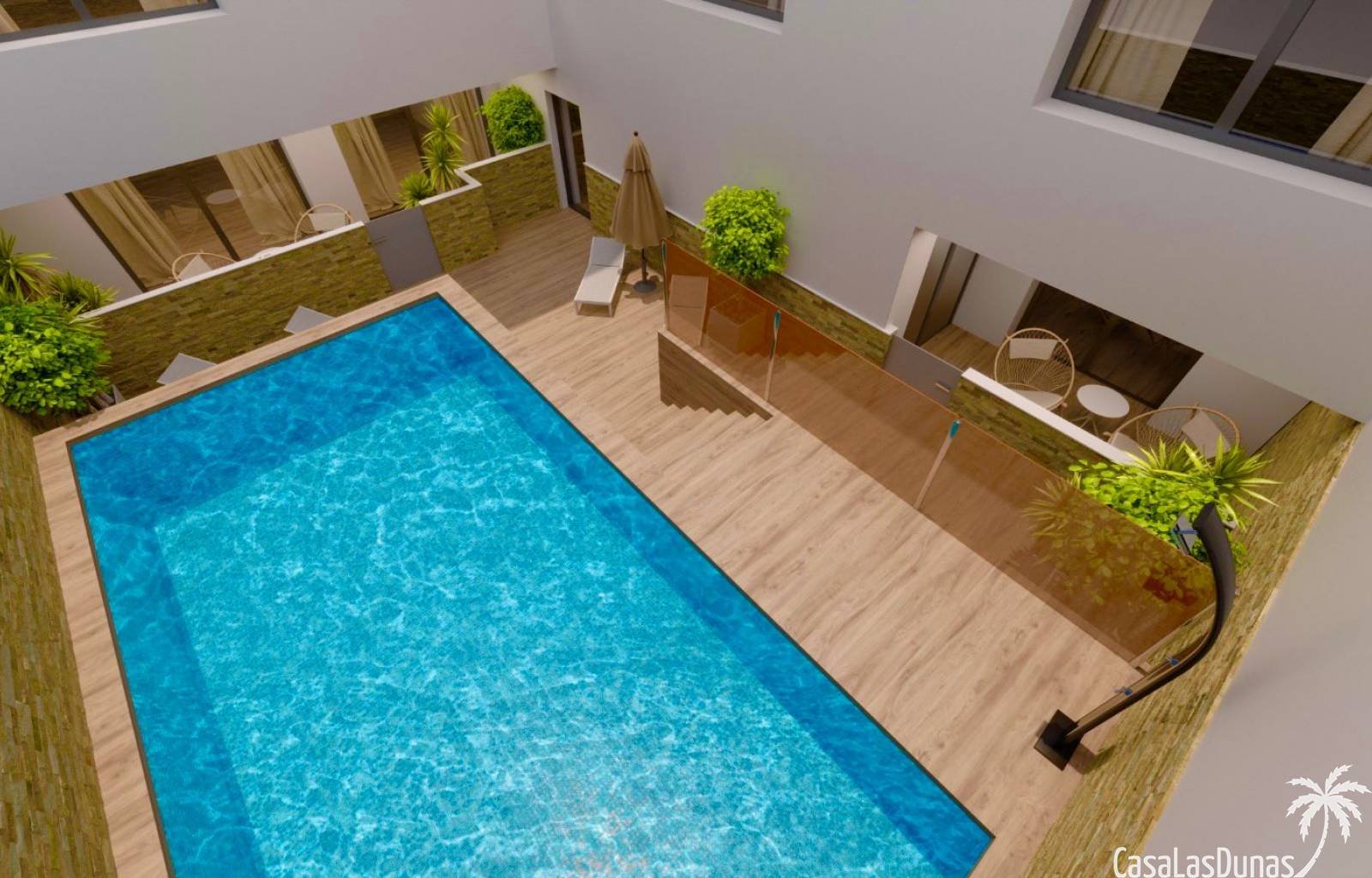 Im Zentrum der geschäftigen Stadt Torrevieja, in der Nähe des Hafens und des neuen Einkaufszentrums, befindet sich dieser Luxuskomplex im Bau. Das Ge