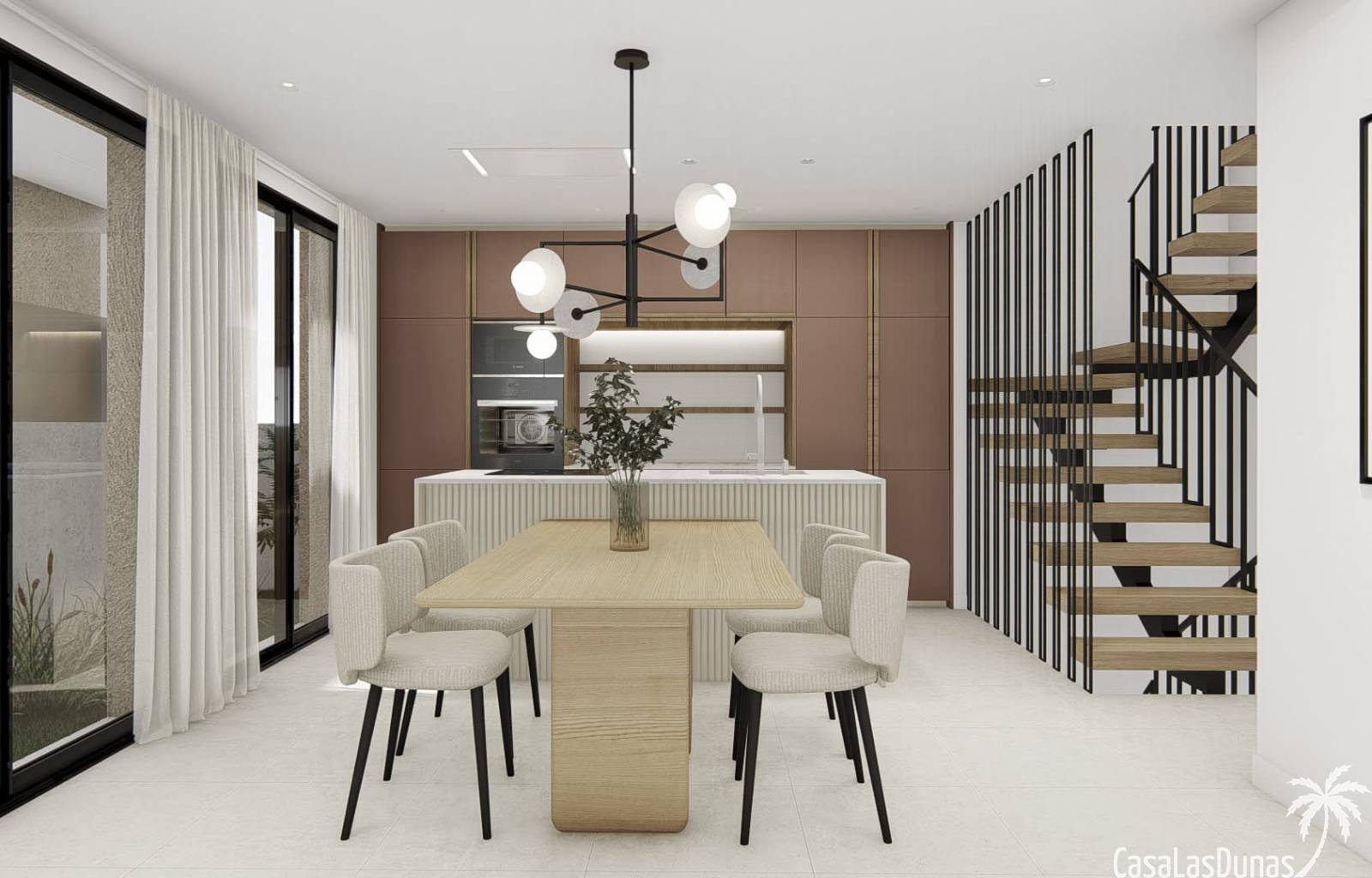 Diese wunderschönen Doppelhaushälften befinden sich in einem Dorf in der Nähe der Urbanisation La Marina, nur 7 Kilometer von den weitläufigen Sandst