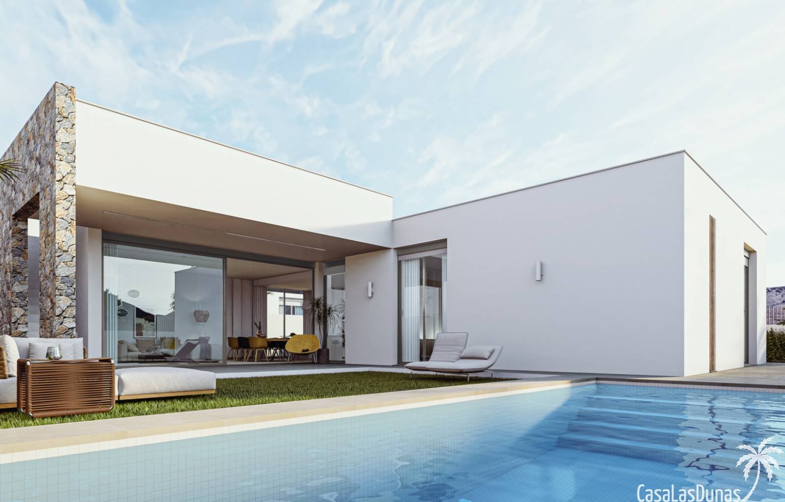  Wunderschöne Villen in Mar de Cristal mit 3 Schlafzimmern und 2 Bädern. Die Häuser haben ein modernes Aussehen kombiniert mit natürlichen Elementen. 