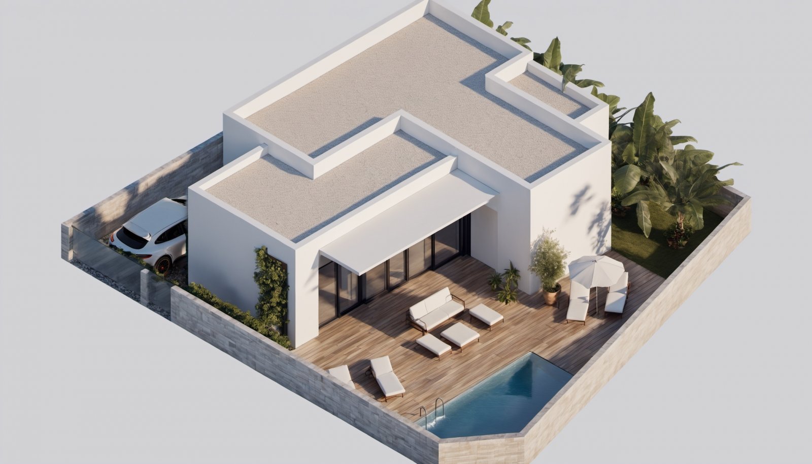 In der charmanten Ortschaft Benijófar gelegen, bietet dieses exklusive freistehende Chalet ein einzigartiges Wohnerlebnis. Mit einem modernen und fun