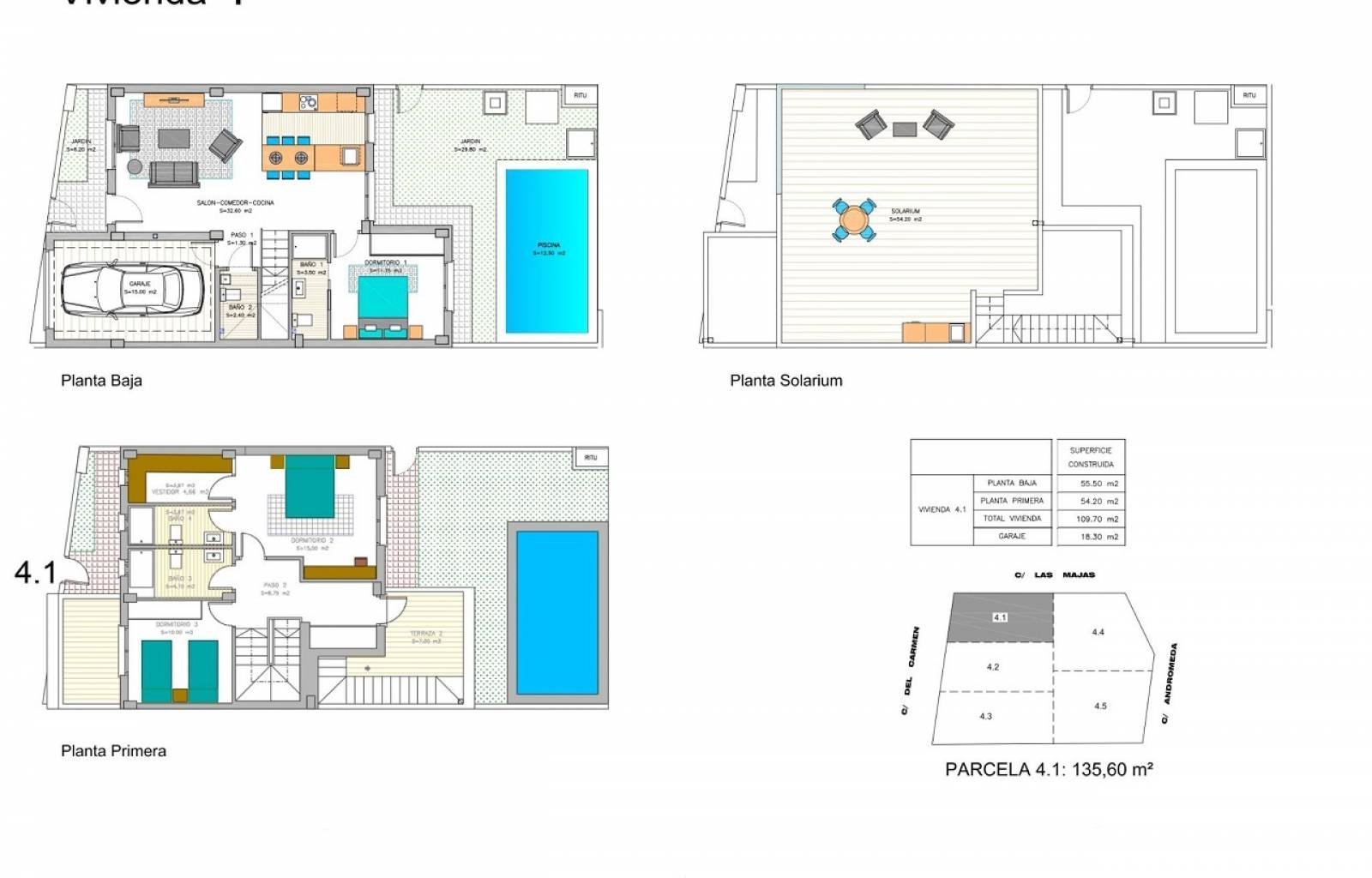  In diesem kleinen Dorf in der Nähe des Mar Menor finden Sie dieses kleine Projekt mit nur 5 Villen. Diese Villen mit 3/4 Schlafzimmern und 3 Bädern v
