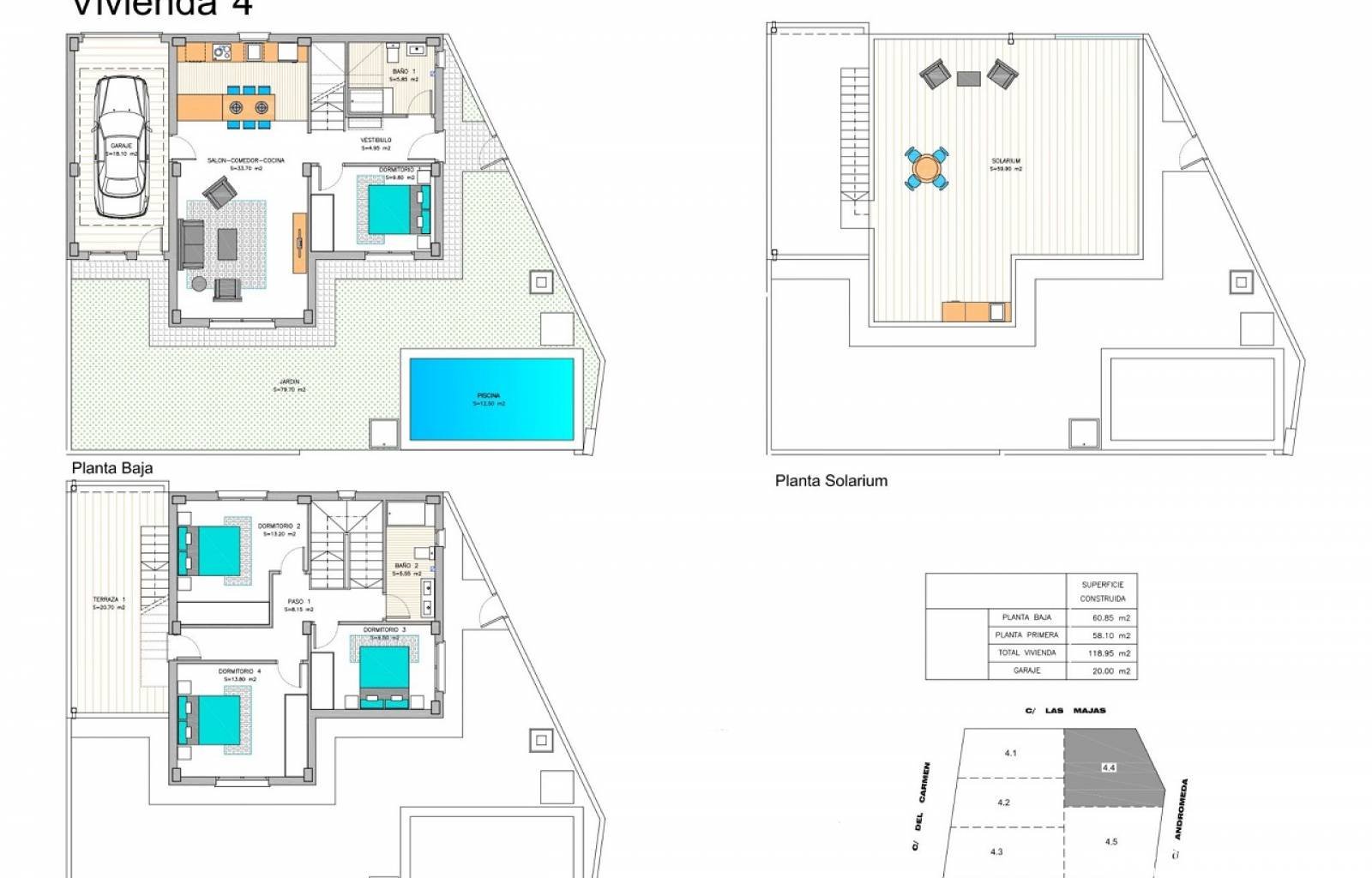  In diesem kleinen Dorf in der Nähe des Mar Menor finden Sie dieses kleine Projekt mit nur 5 Villen. Diese Villen mit 3/4 Schlafzimmern und 3 Bädern v