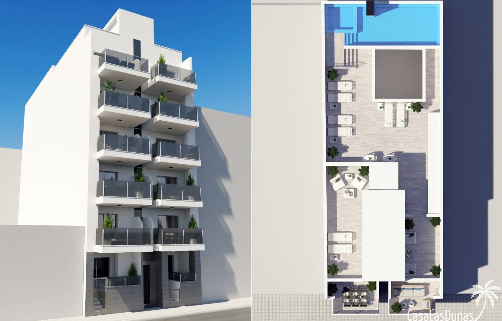 Nur wenige Schritte vom wunderschönen Sandstrand Playa de los Locos in Torrevieja entfernt entsteht derzeit dieser neue Komplex. Es gibt 5 Wohnetagen