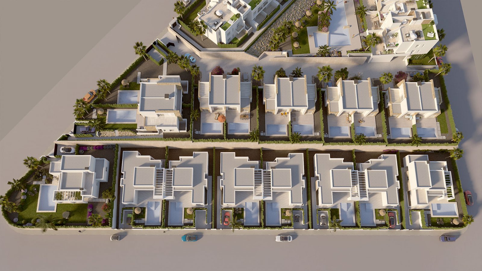  In der charmanten Ortschaft Algorfa gelegen, bietet dieser Wohnkomplex eine exklusive Auswahl von fünf Reihenhäusern. Diese Immobilien zeichnen sich 