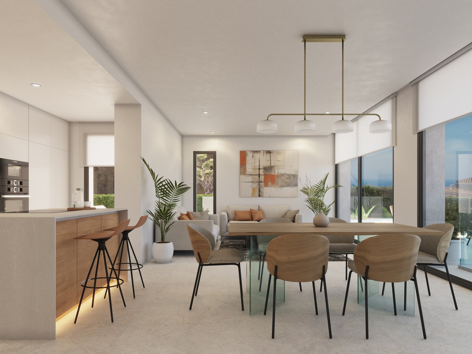 In der charmanten Ortschaft Benitachell gelegen, bieten diese exklusiven Villen eine privilegierte Umgebung mit Meerblick, nur 1 km von der Küste ent